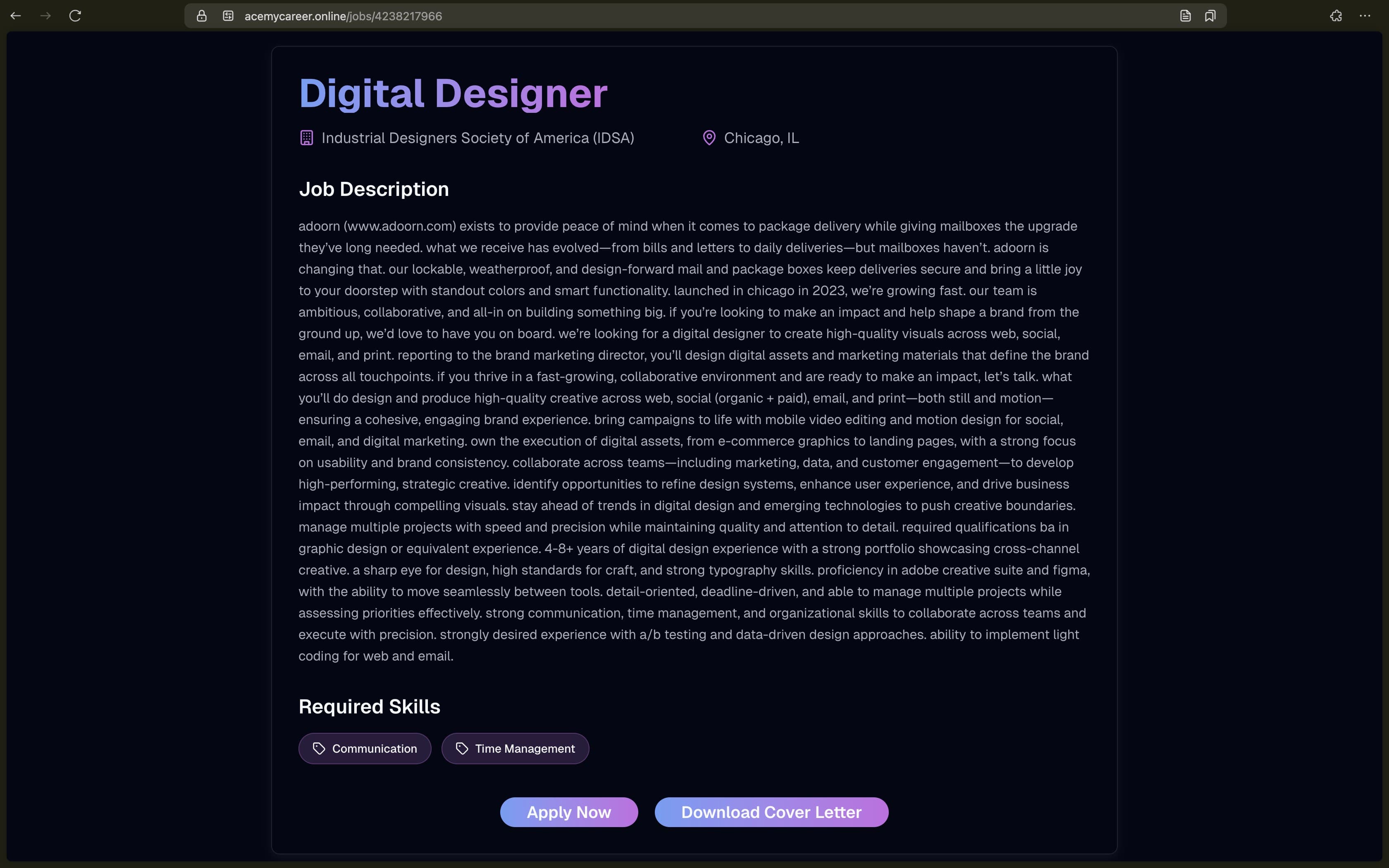 Job Search Features